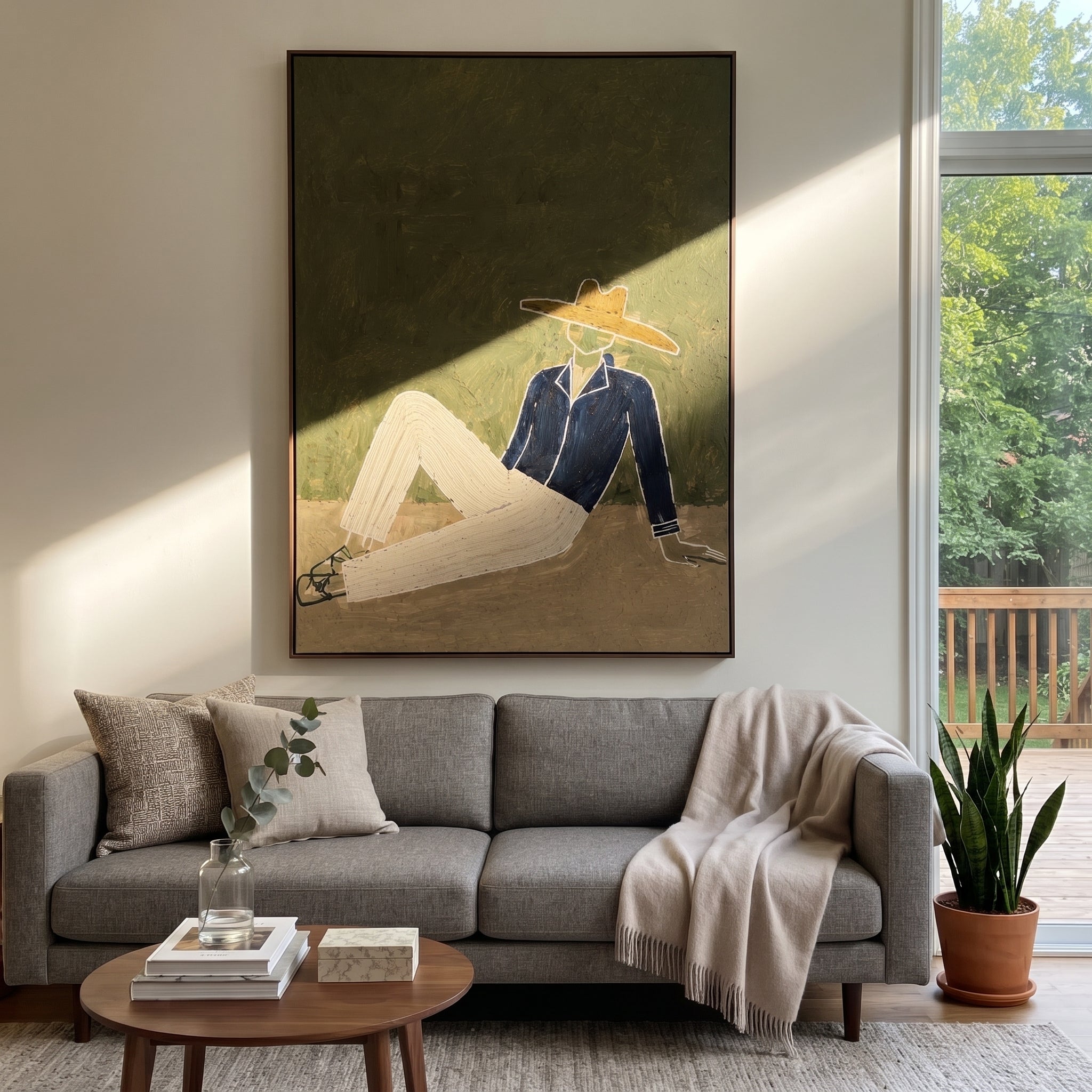 Cream Trousers Cross Earth displayed in a collected contemporary interior