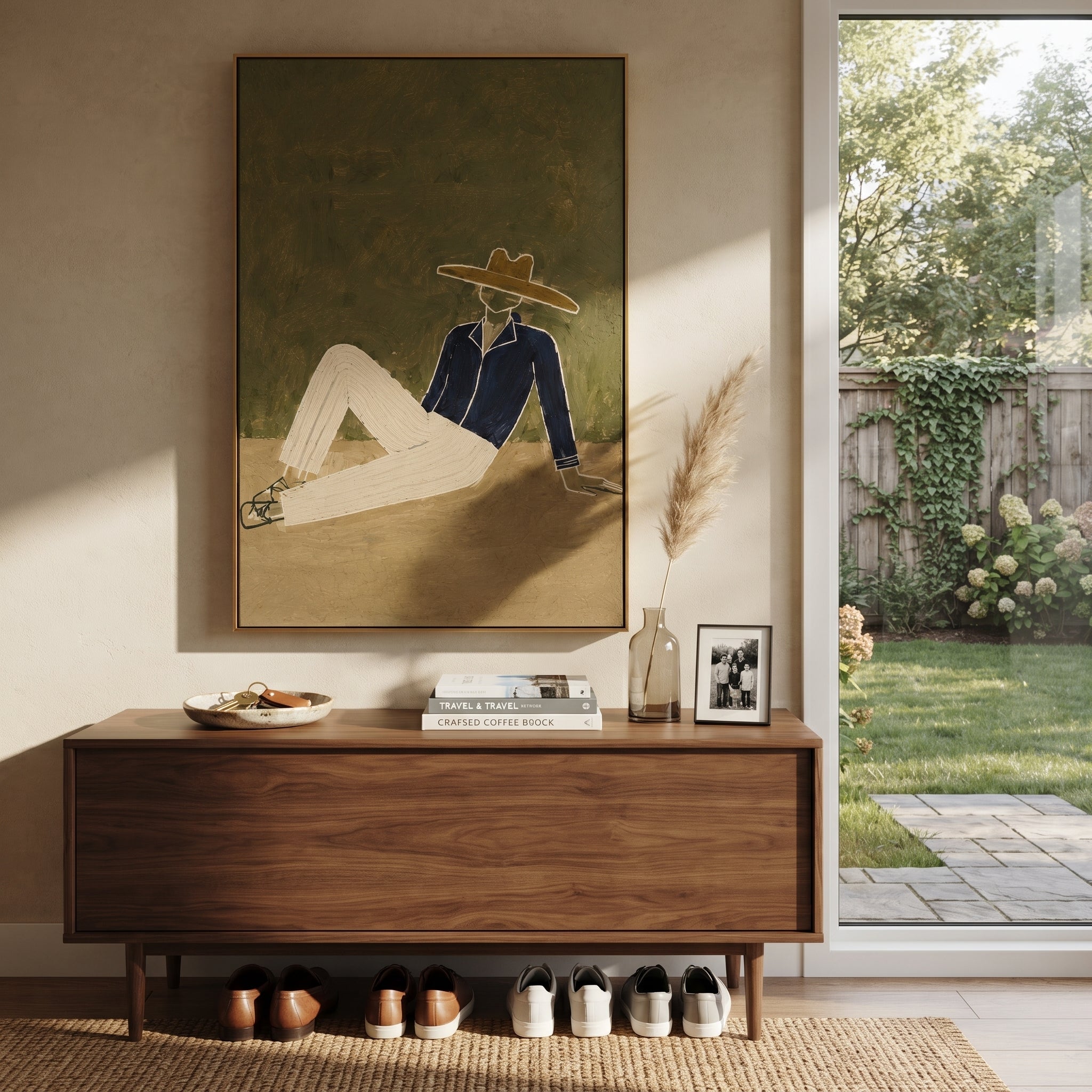 Cream Trousers Cross Earth styled with warm modern furnishings