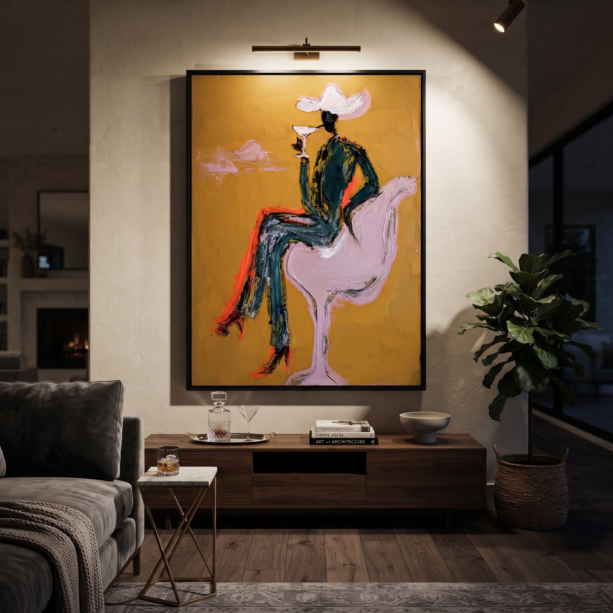 Lavender Horse Carries Evening presented as a colorful interior focal point