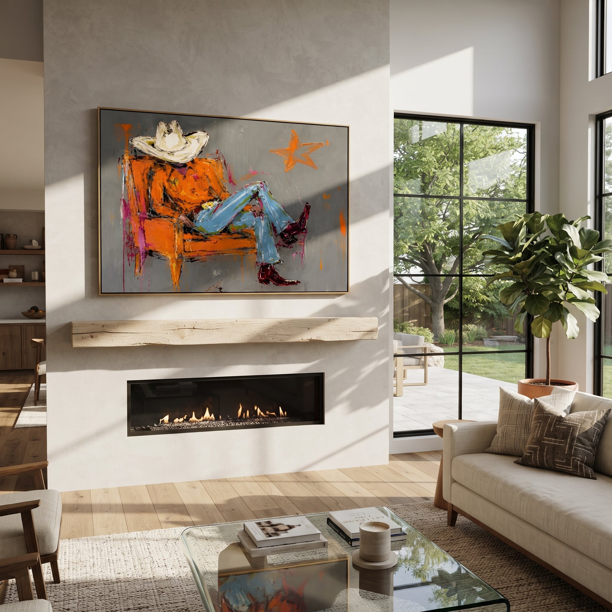 Orange Chair Spans Gray displayed in a collected contemporary interior