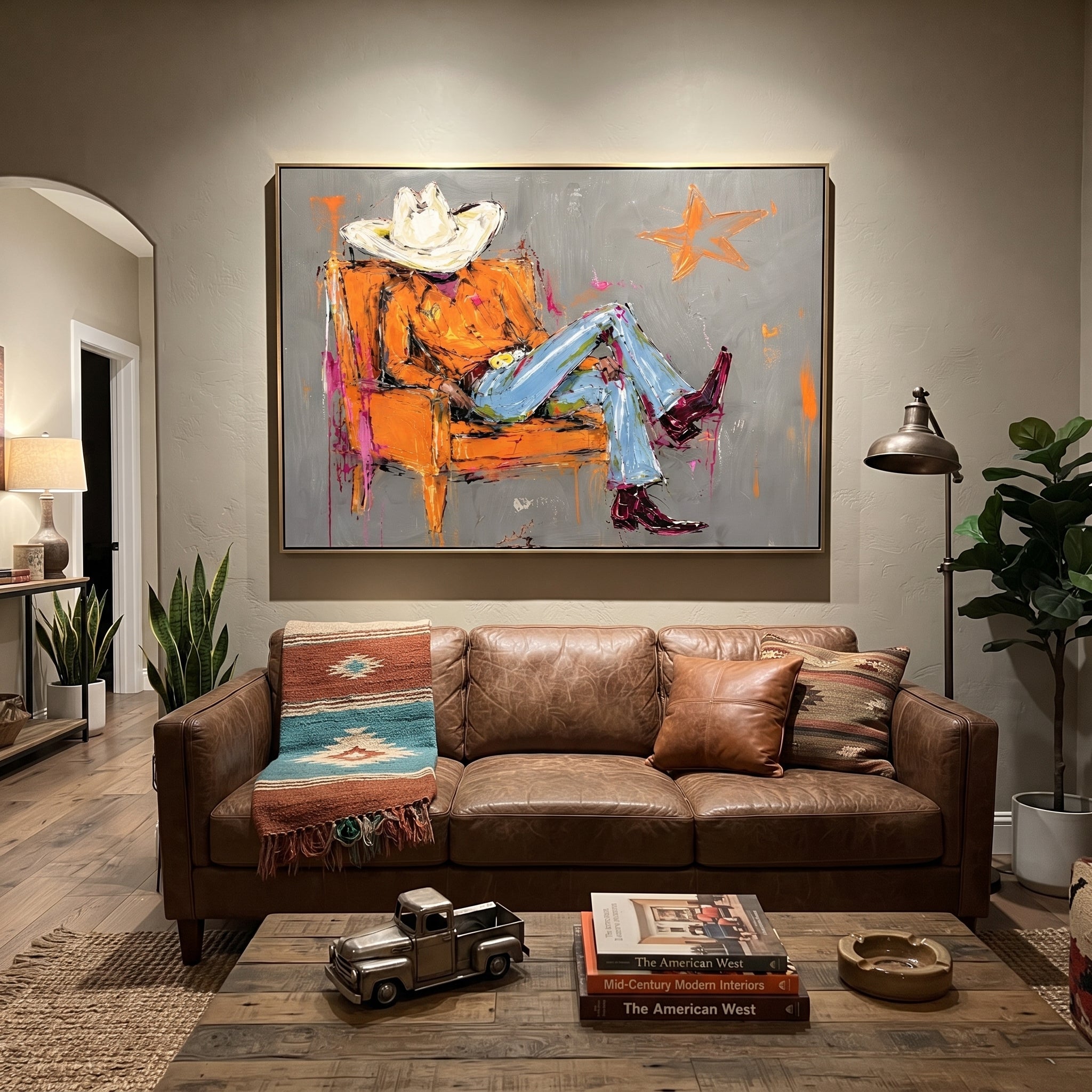 Orange Chair Spans Gray displayed in a layered residential setting