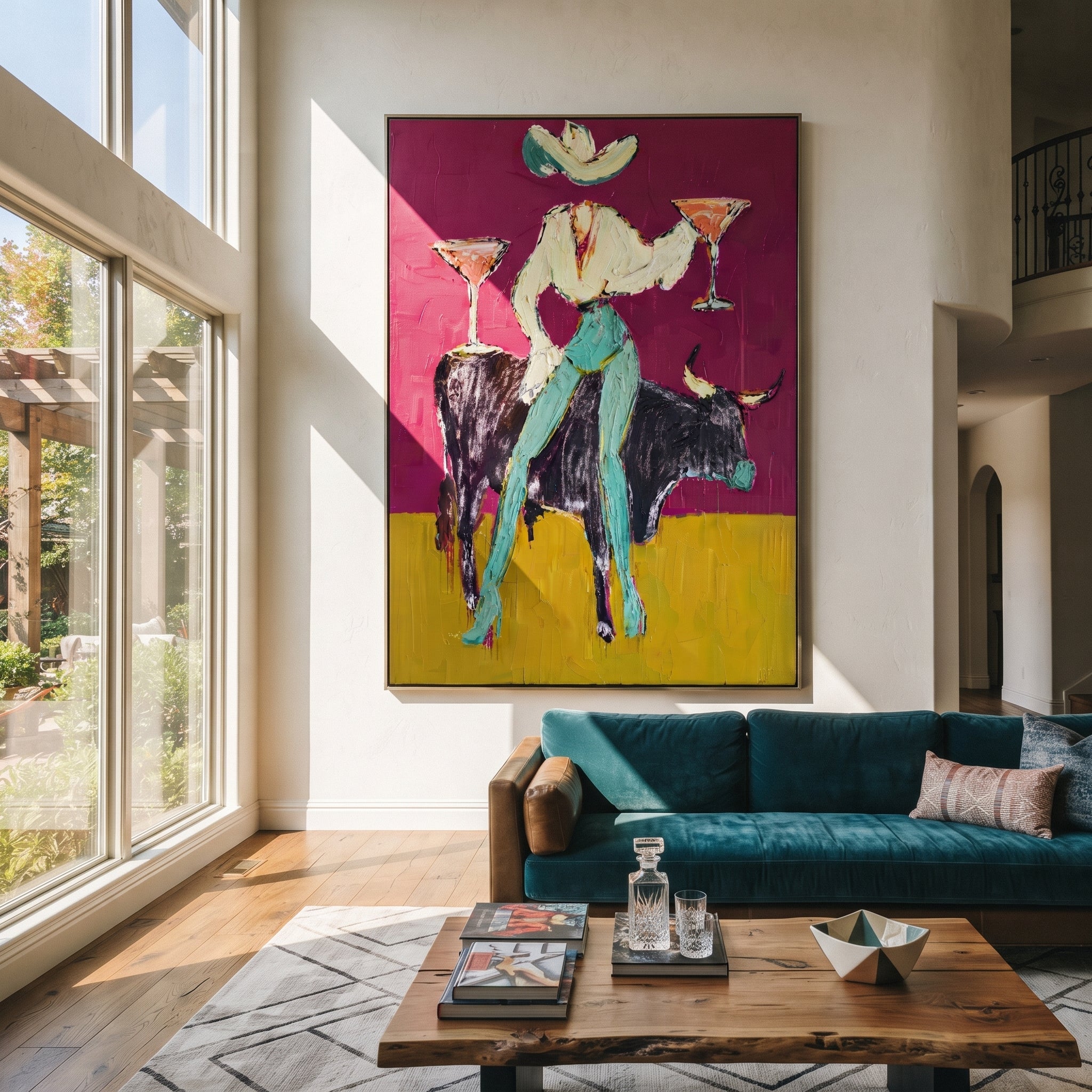 Twin Martinis Ride Midnight displayed in a collected contemporary interior