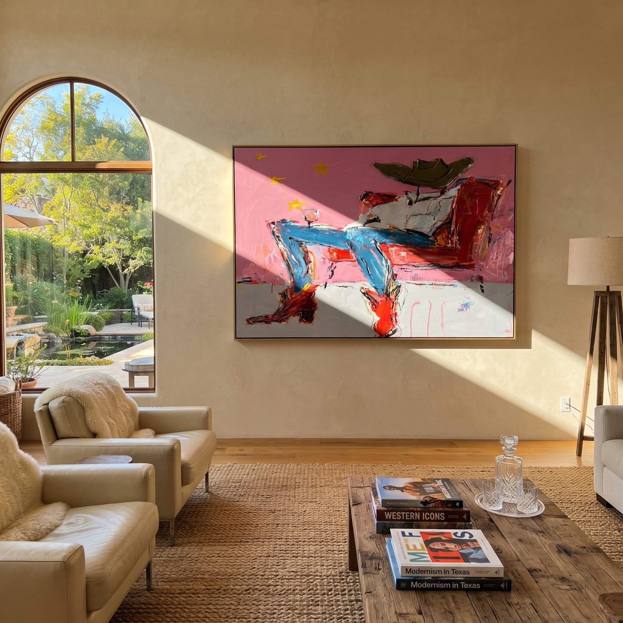 Red Chair Drifts Pink styled with warm modern furnishings