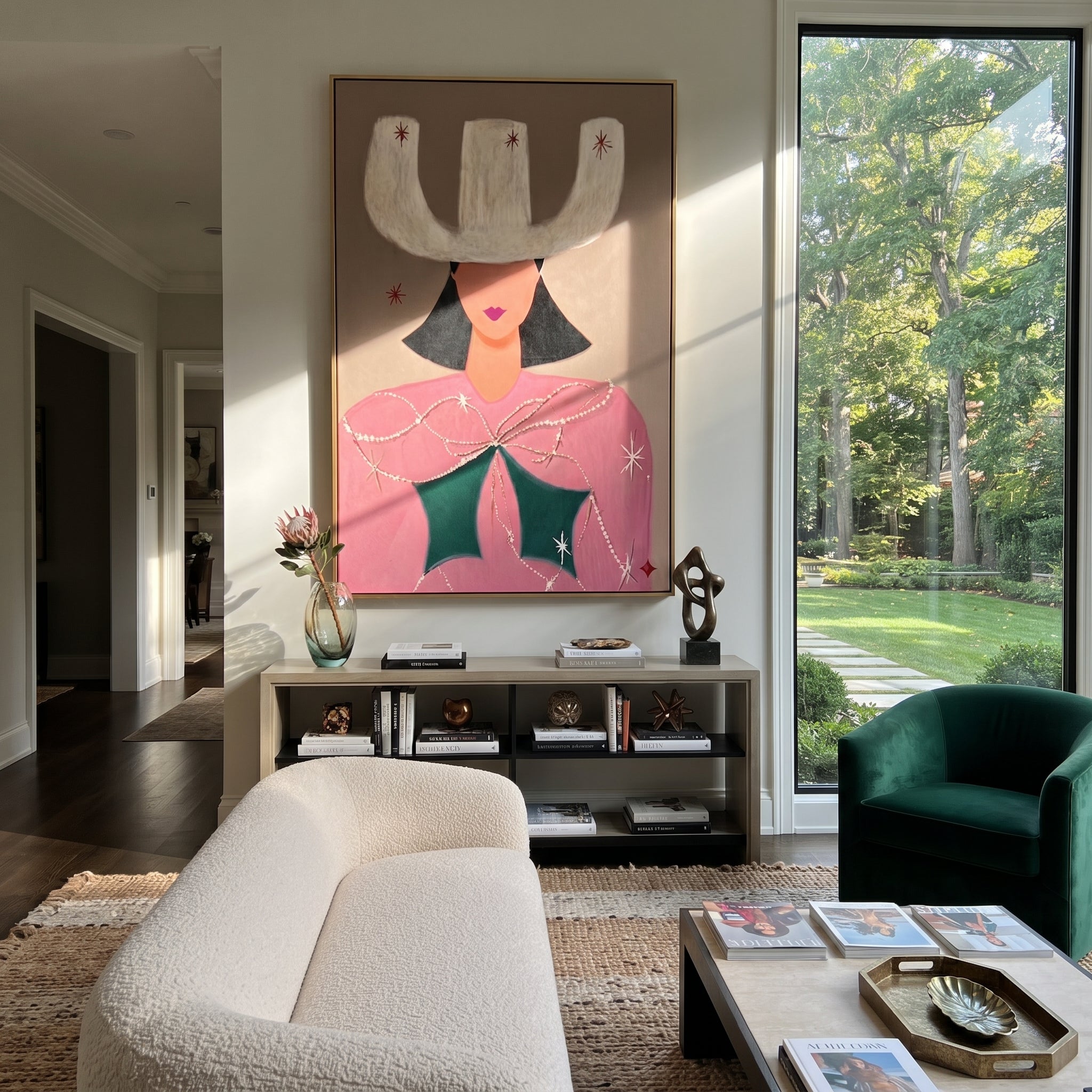 White Crown Frames Rose displayed in a collected contemporary interior