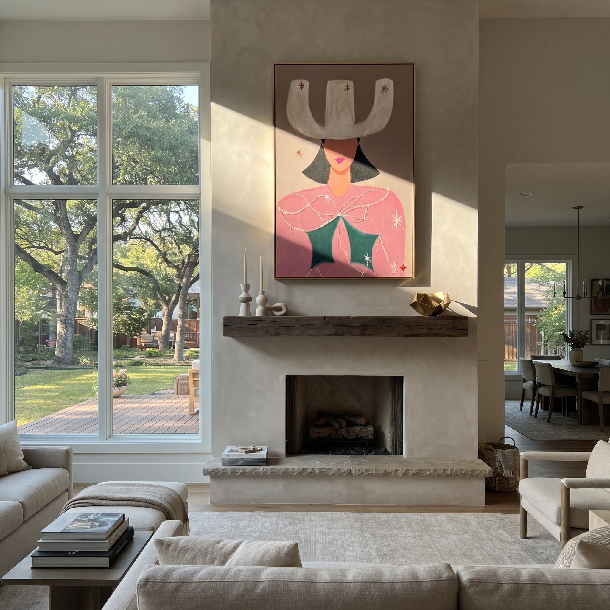 White Crown Frames Rose styled with warm modern furnishings
