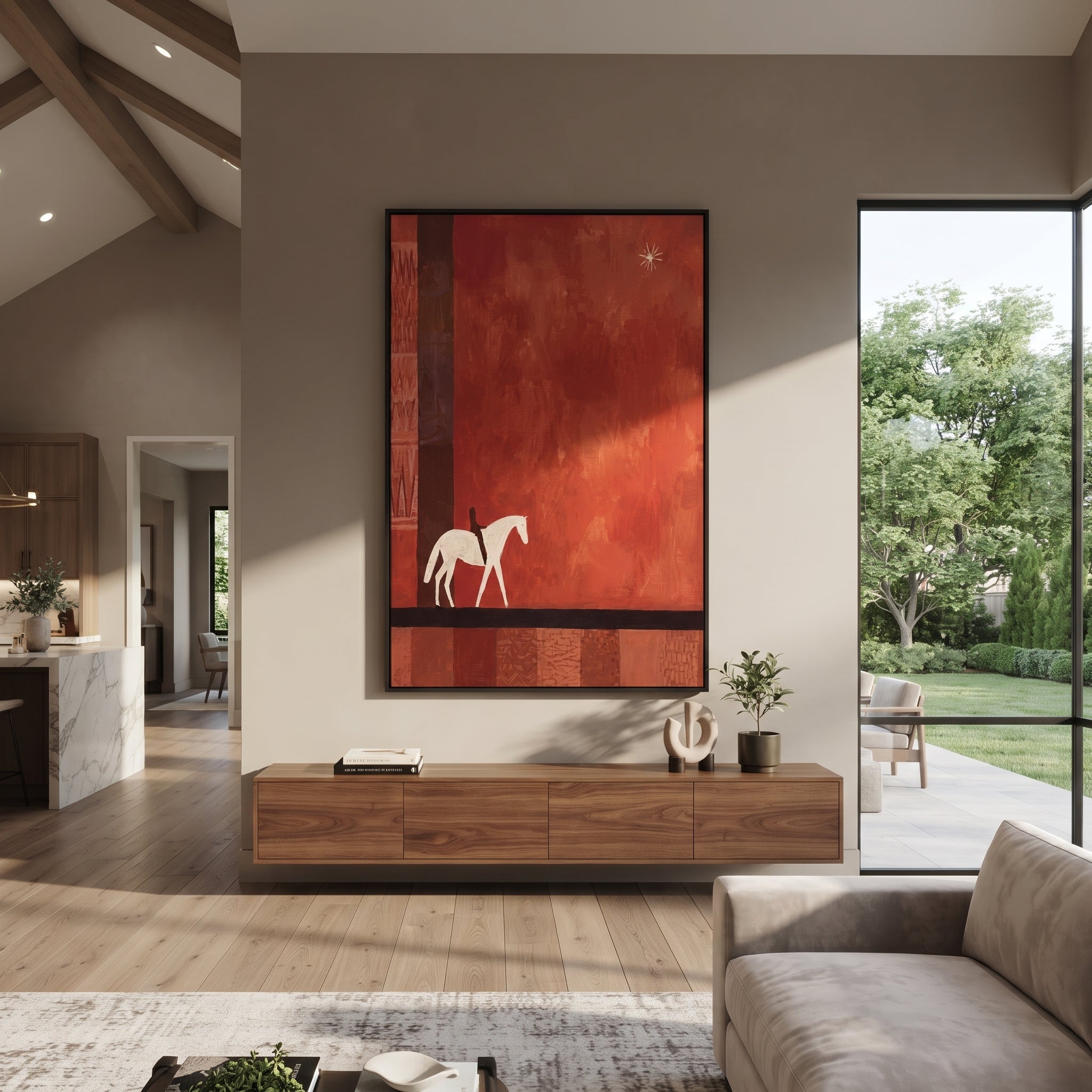 Two Pale Horses Wait styled with warm modern furnishings