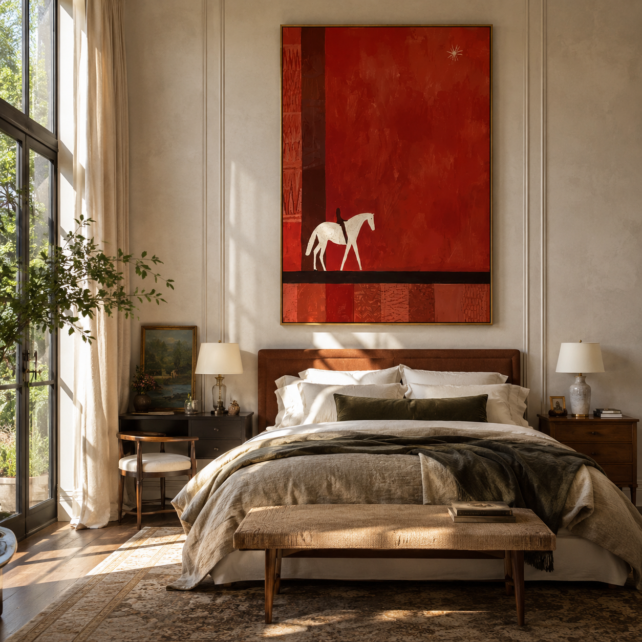 Two Pale Horses Wait presented as a colorful interior focal point