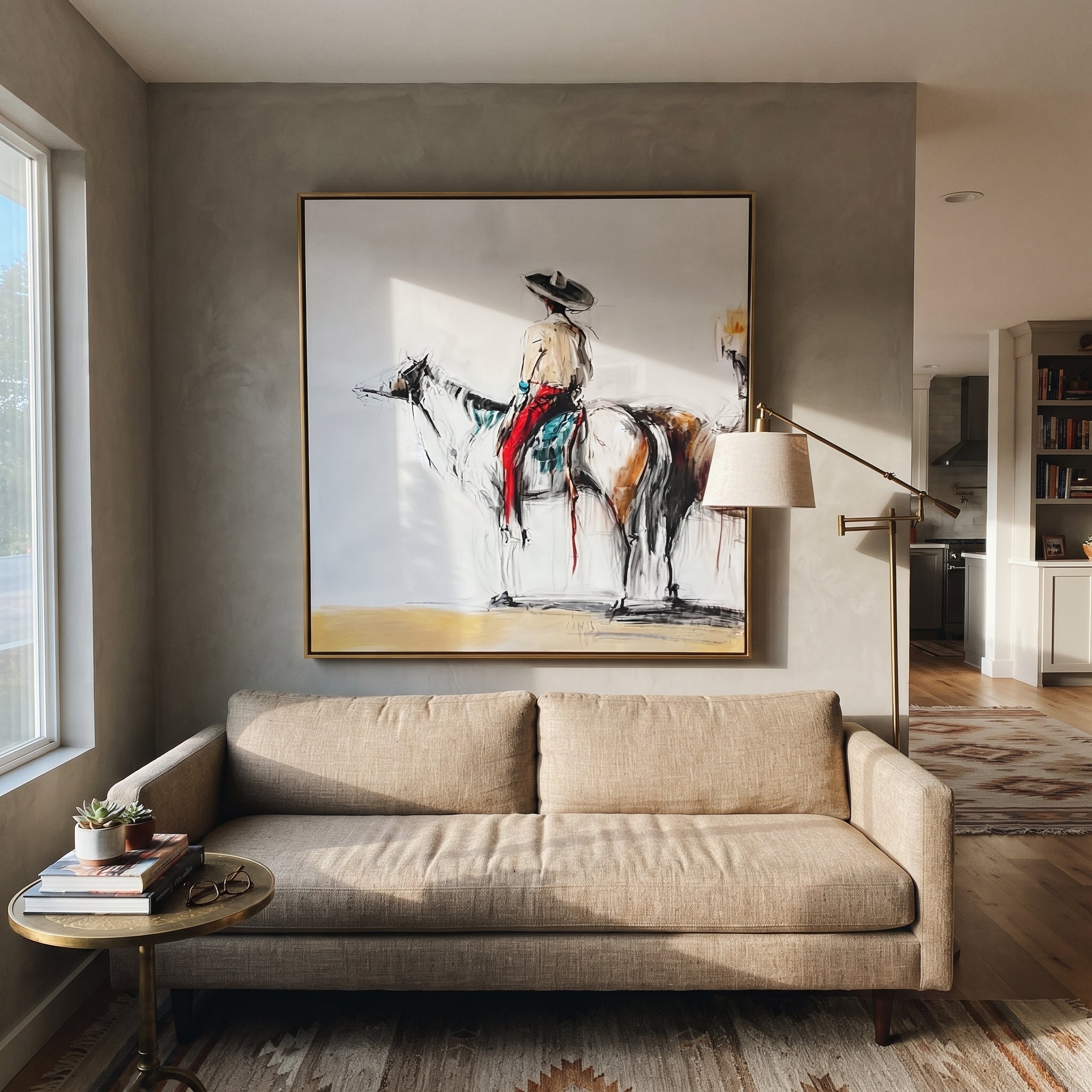Ink Horse Holds Patience presented as a colorful interior focal point