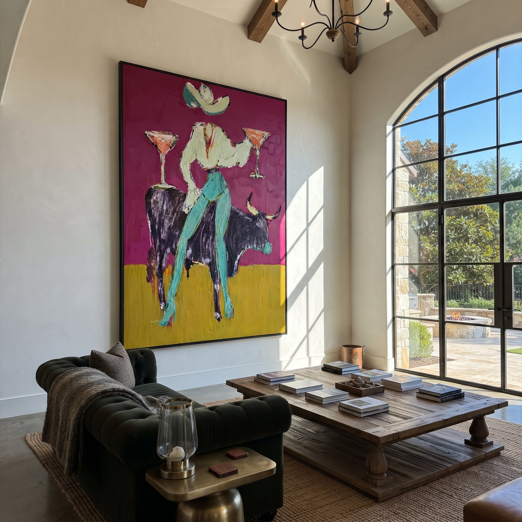 Two Cocktails Crown Bull displayed in a collected contemporary interior