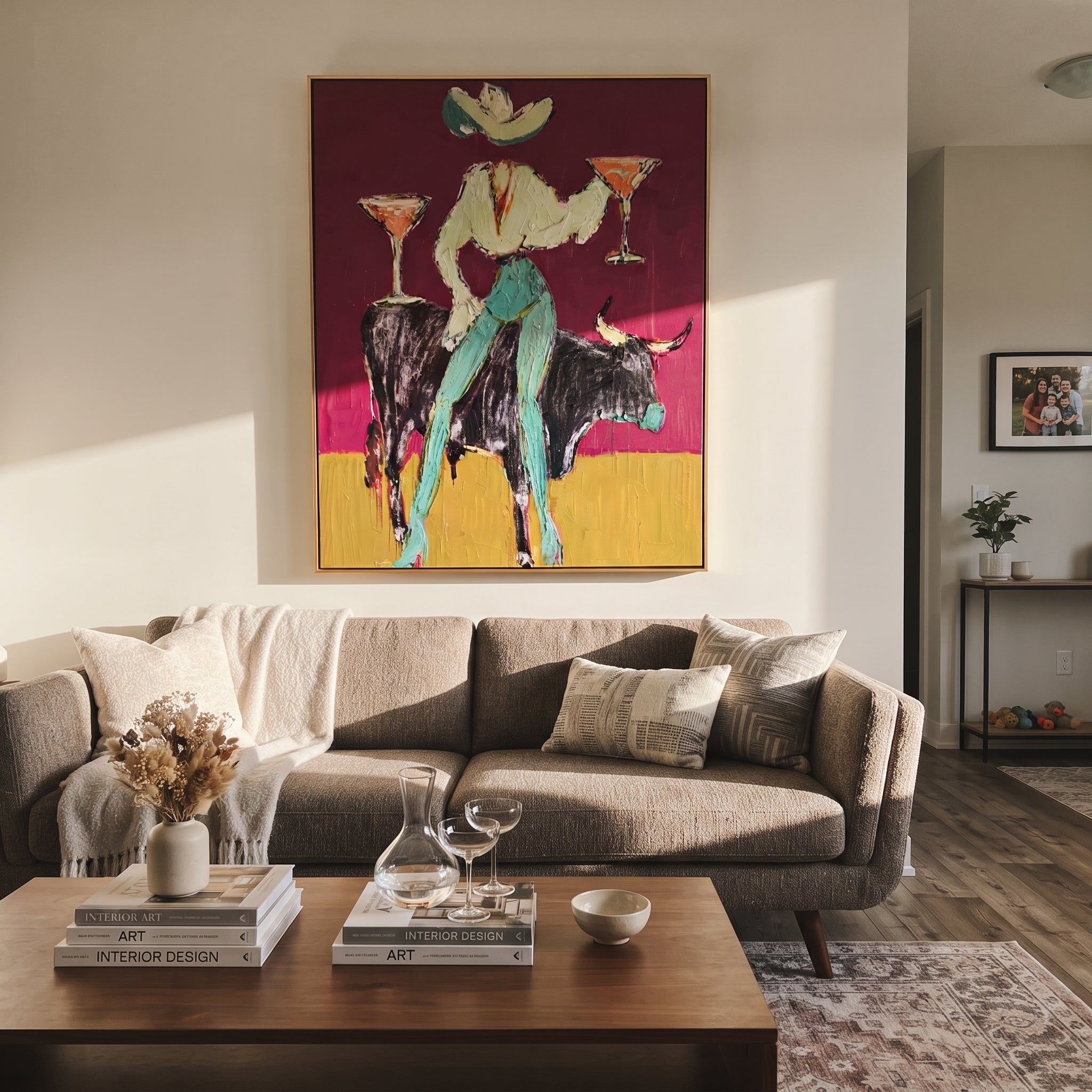 Two Cocktails Crown Bull presented as a colorful interior focal point