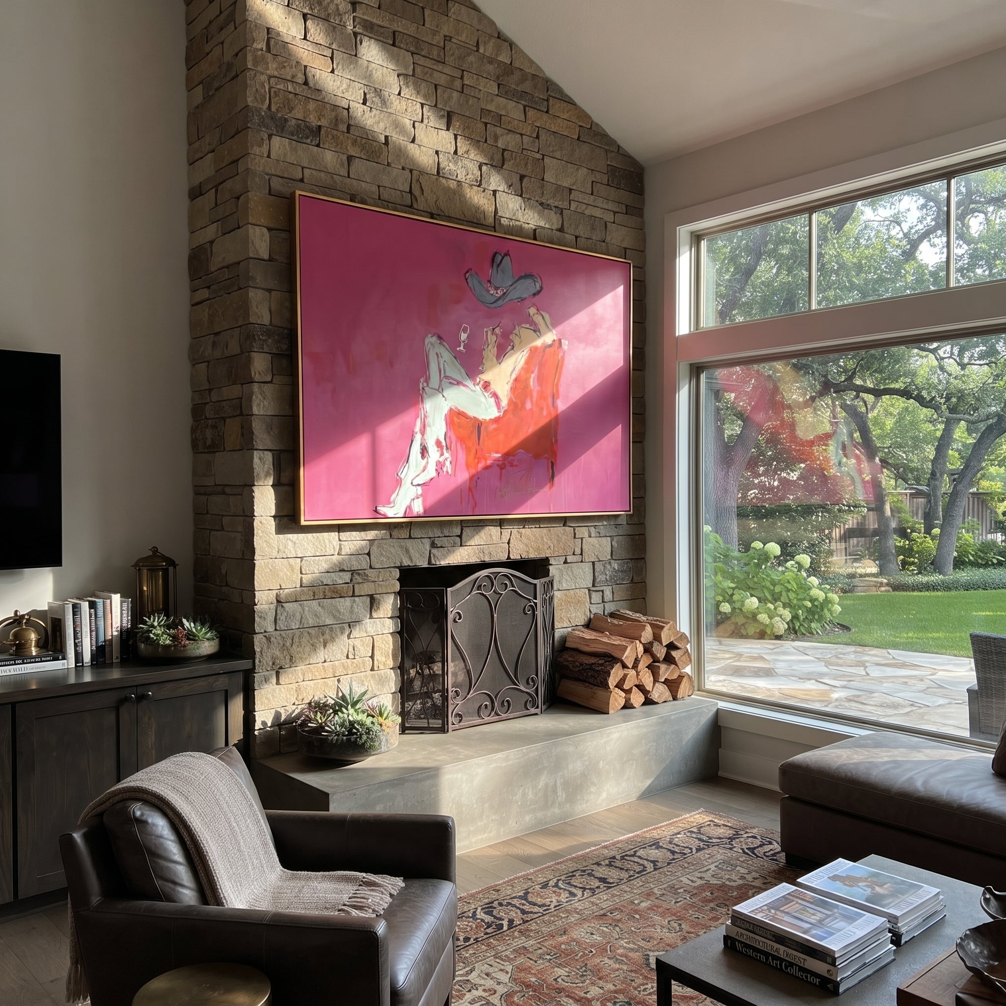 Pink Room Holds Repose displayed in a collected contemporary interior