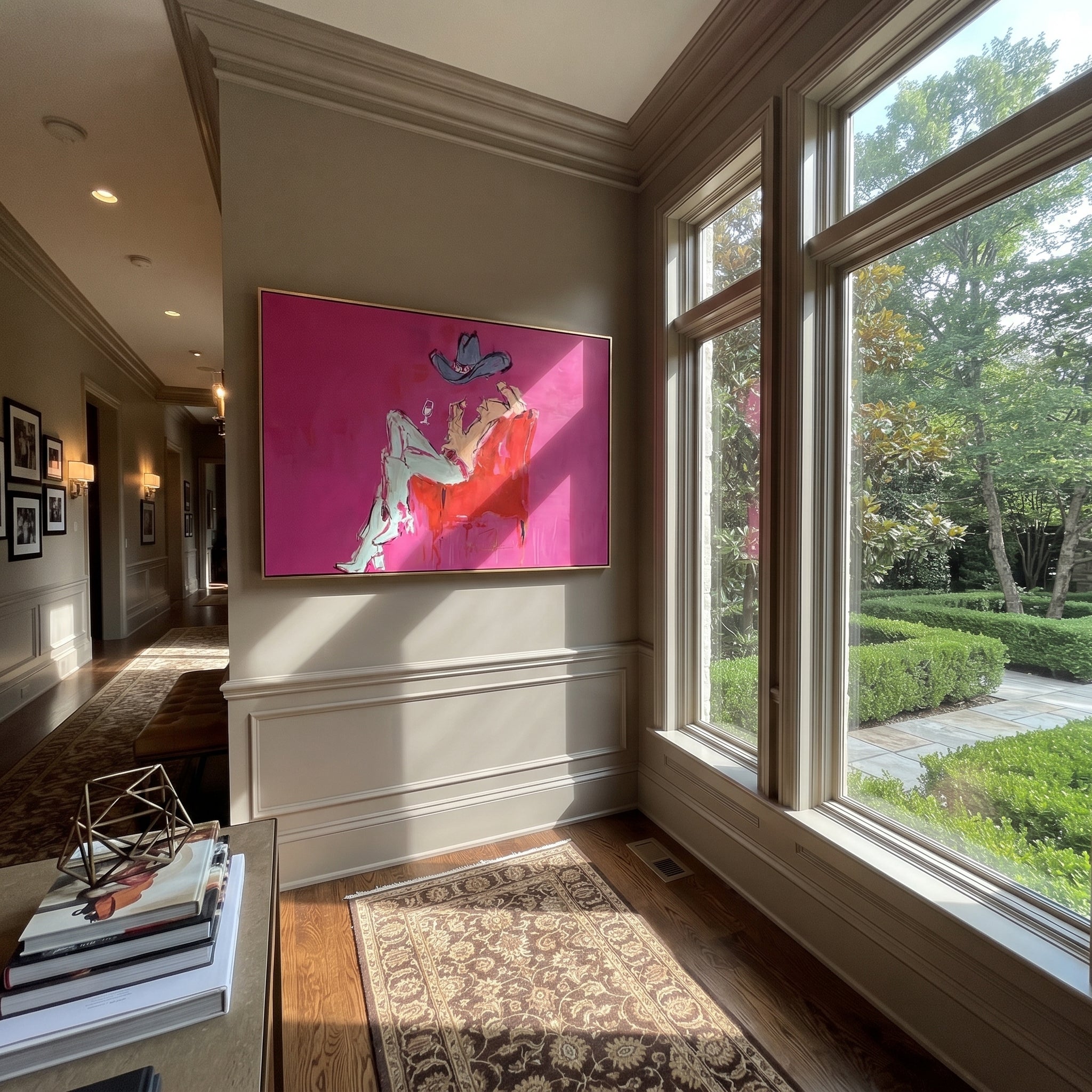 Pink Room Holds Repose styled with warm modern furnishings