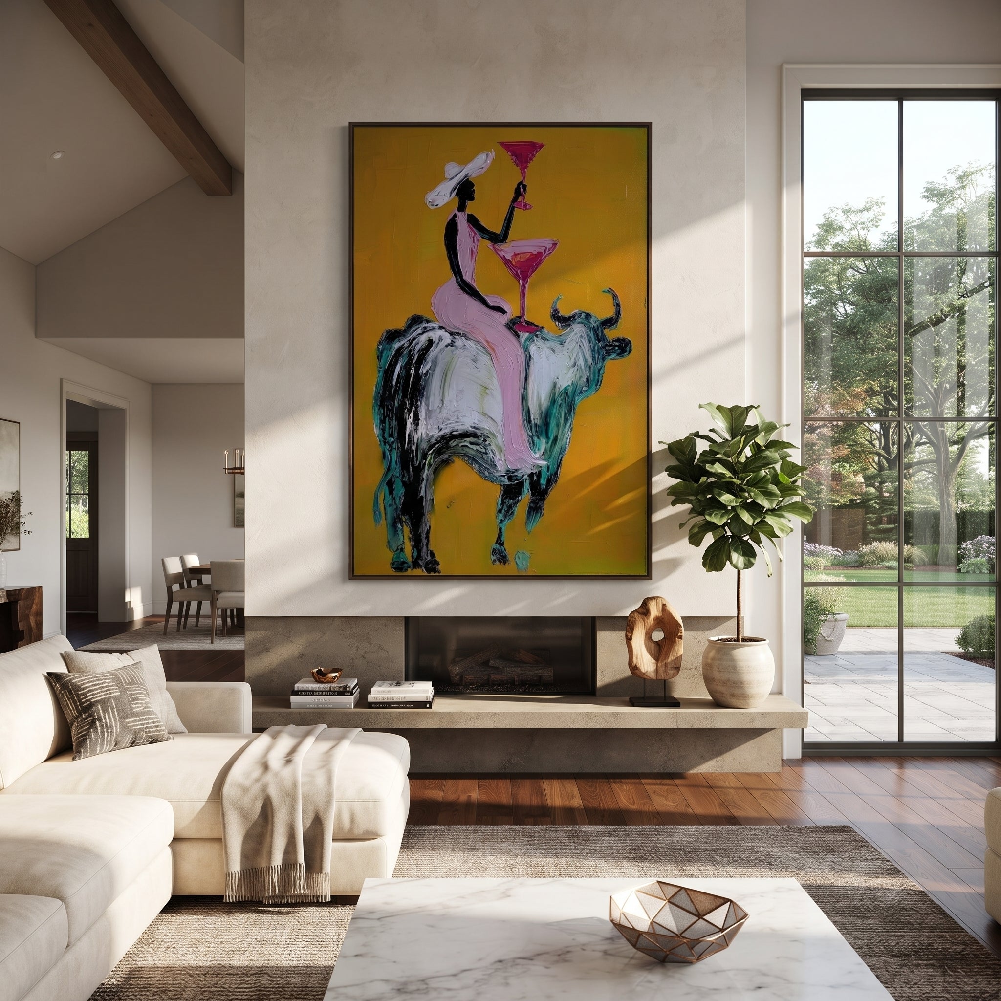 Golden Toast Rides Silver displayed in a collected contemporary interior