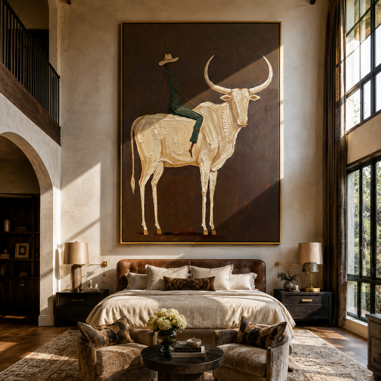 Ivory Horns Carry Green displayed in a collected contemporary interior