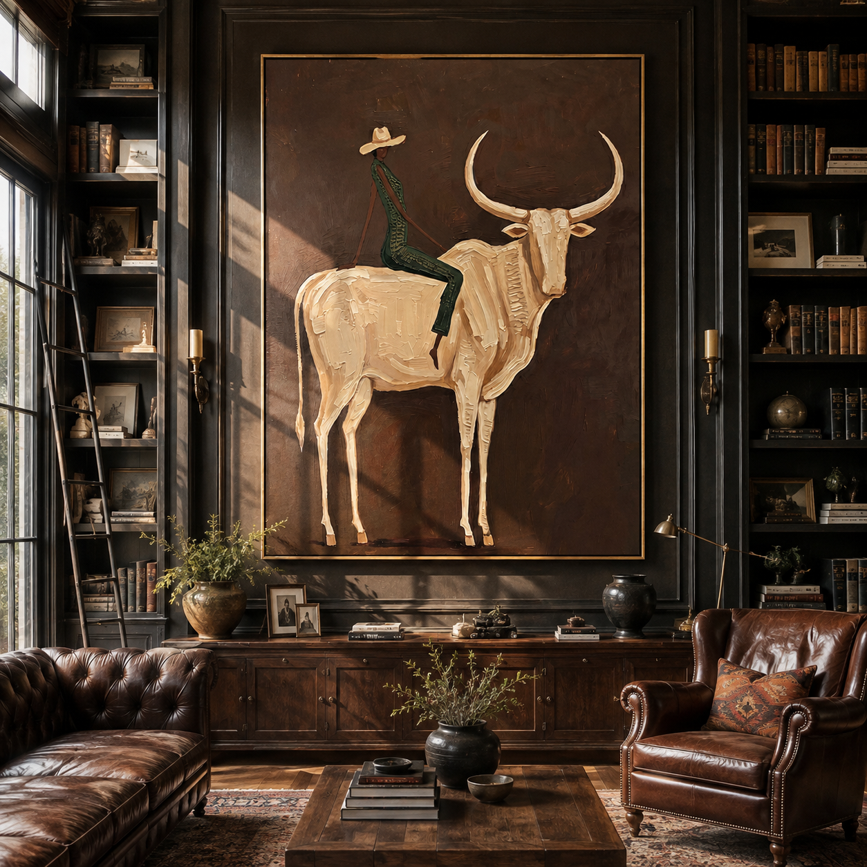 Ivory Horns Carry Green presented as a colorful interior focal point