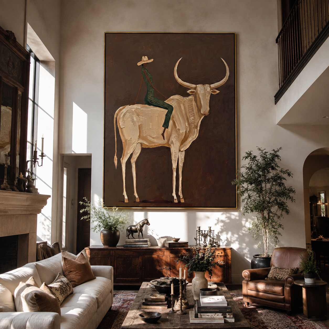 Ivory Horns Carry Green displayed in a layered residential setting
