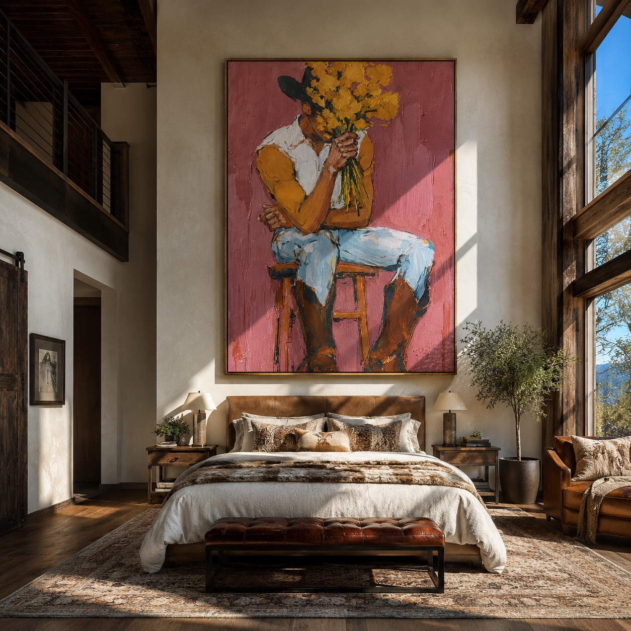 Ochre Flowers Hide Thought styled with warm modern furnishings