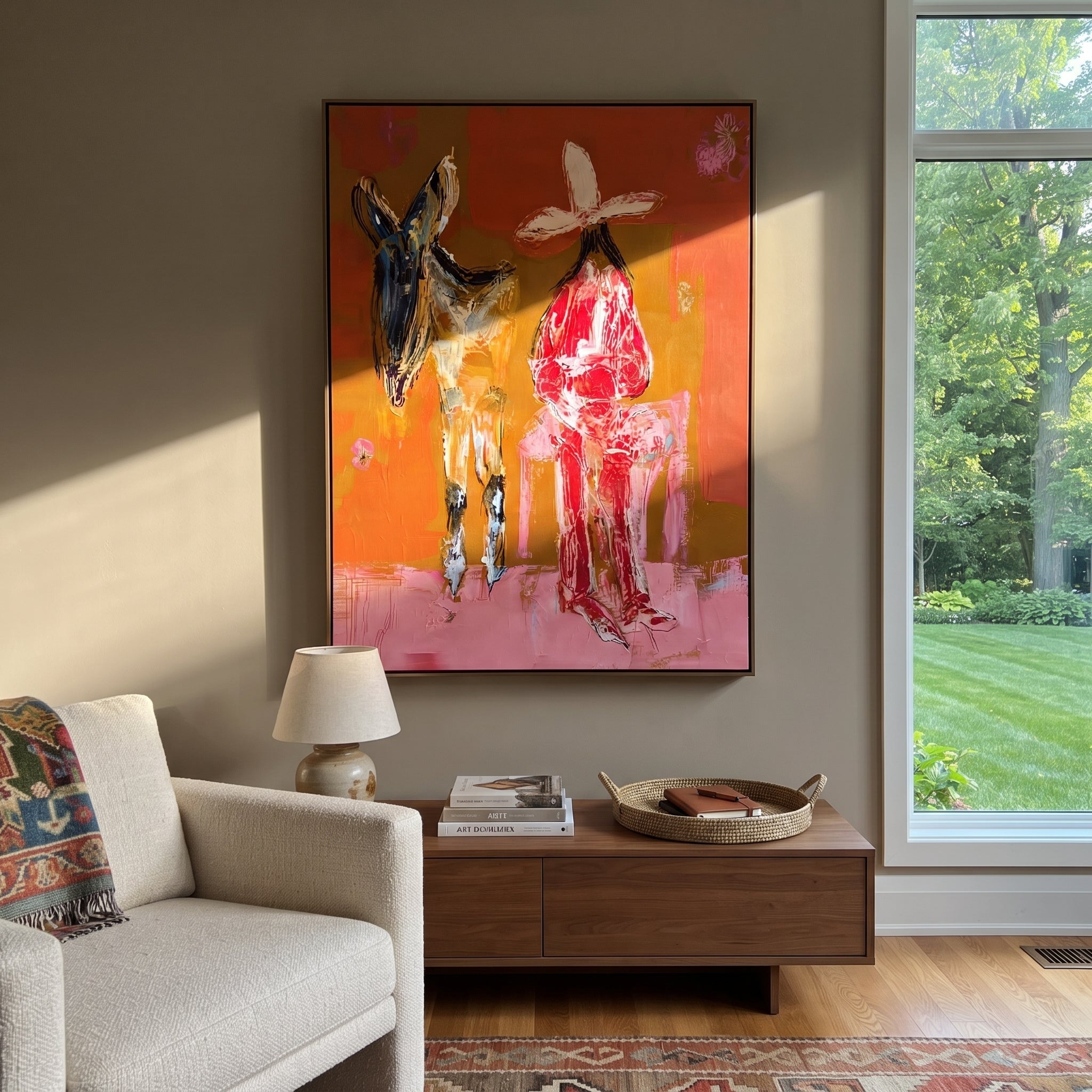Donkey Keeps Her Company displayed in a collected contemporary interior