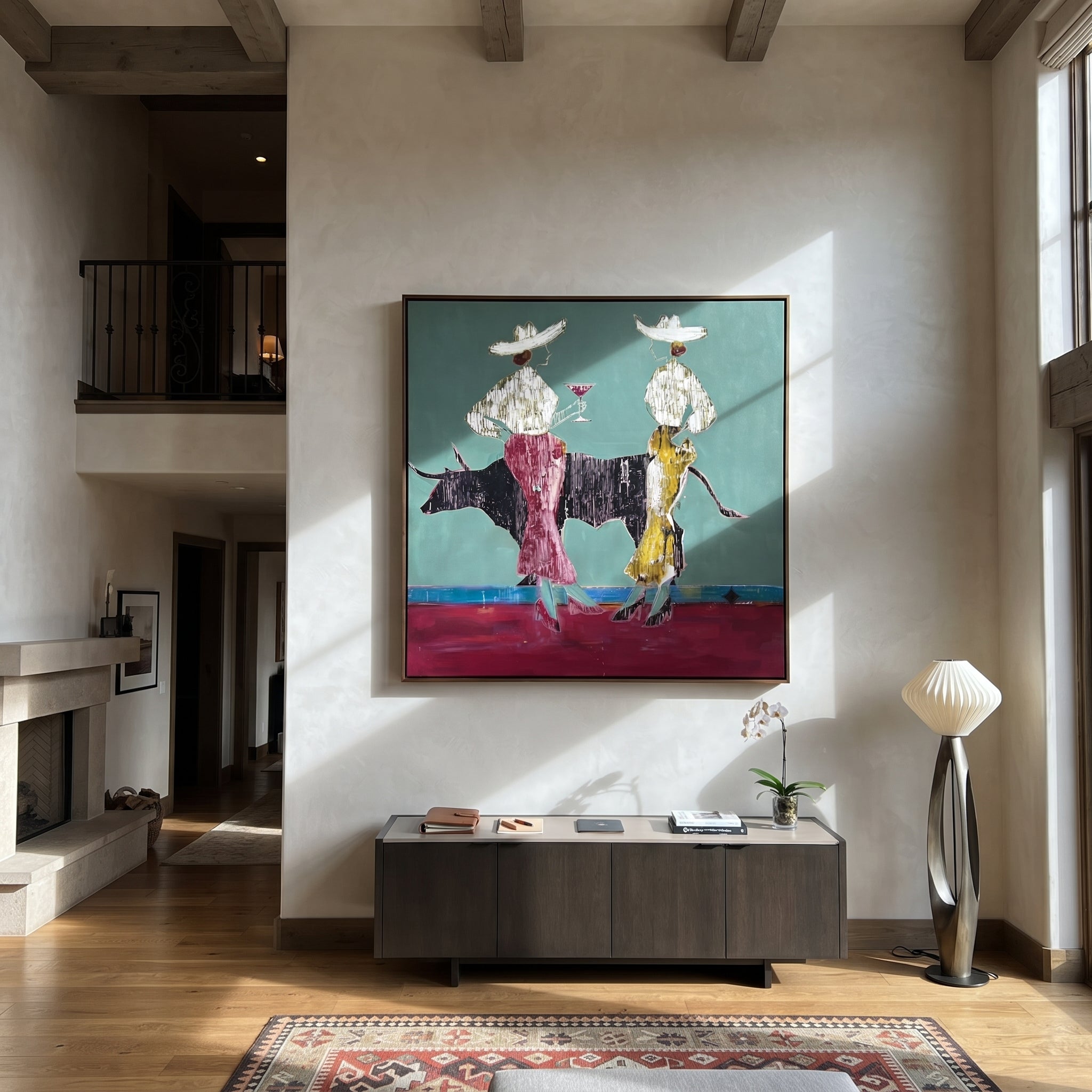 Bull Waits Between Toasts displayed in a layered residential setting