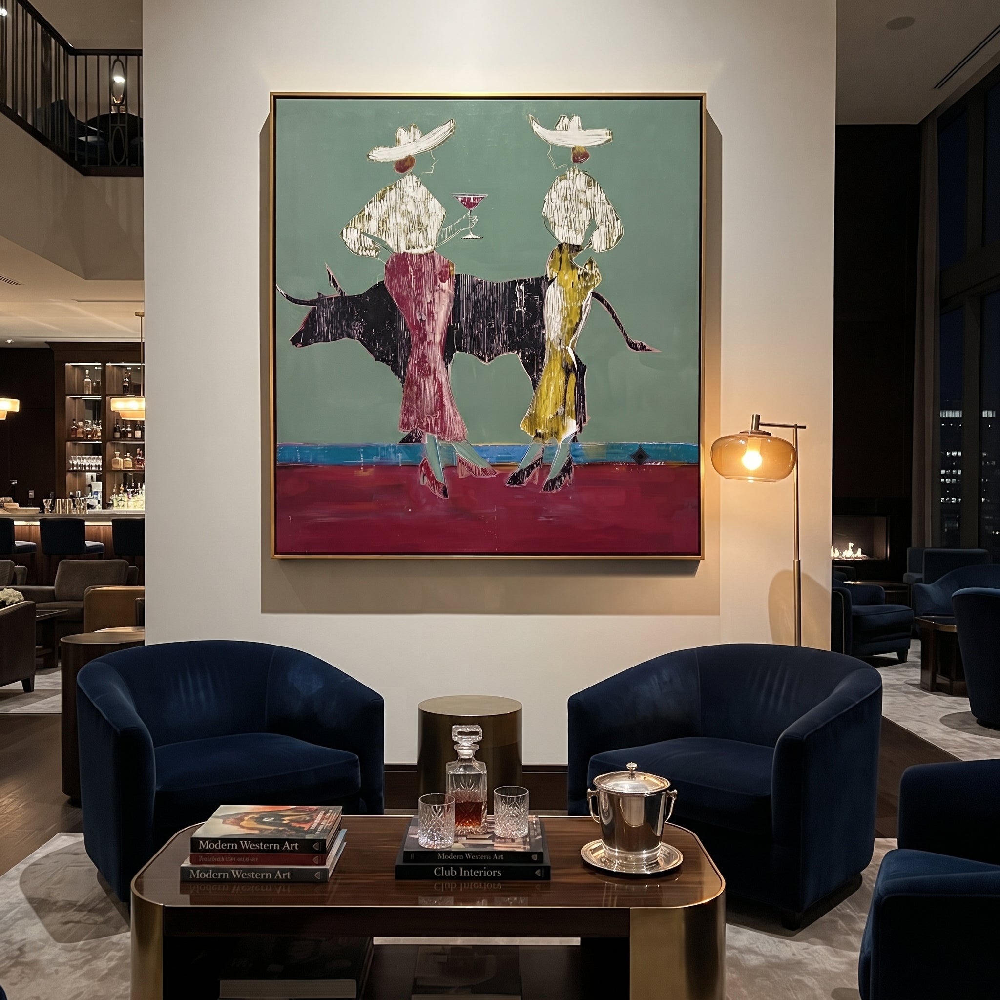Bull Waits Between Toasts styled with wood, linen, and modern decor