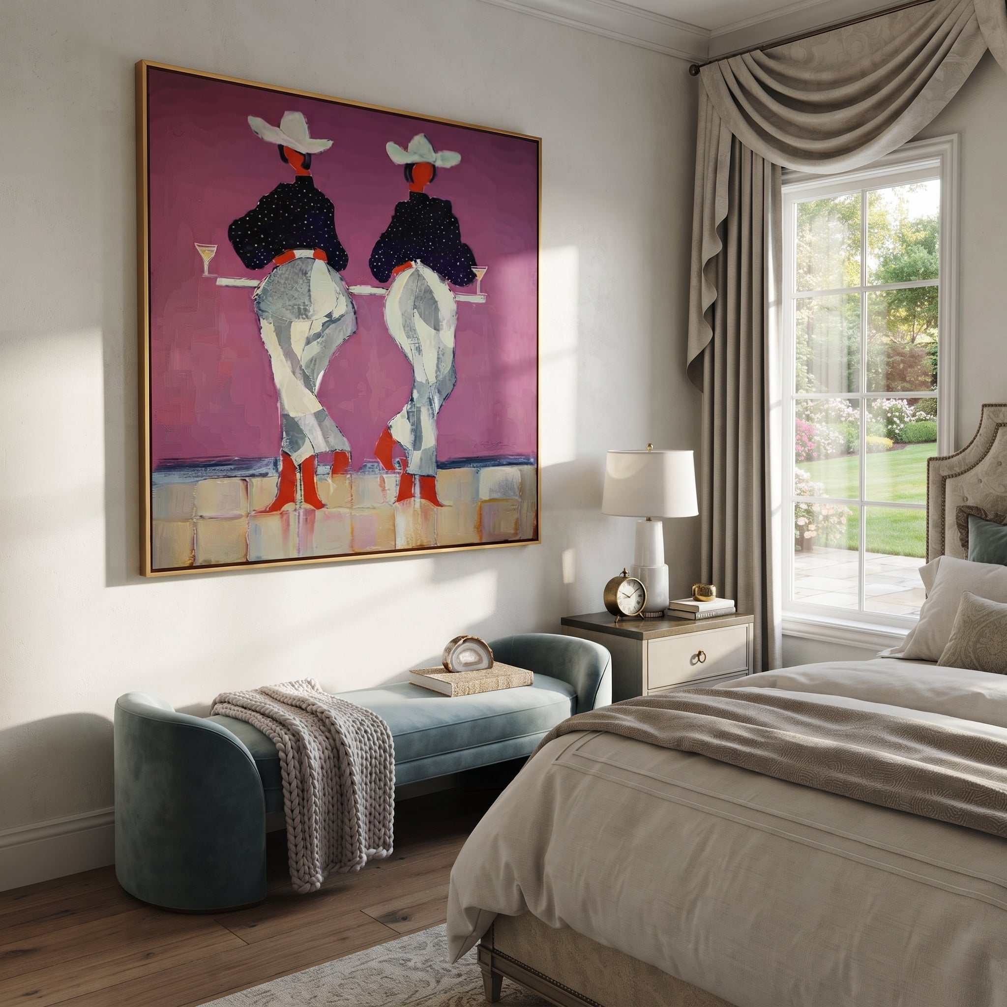 Cowgirls Toast Without Turning styled with warm modern furnishings