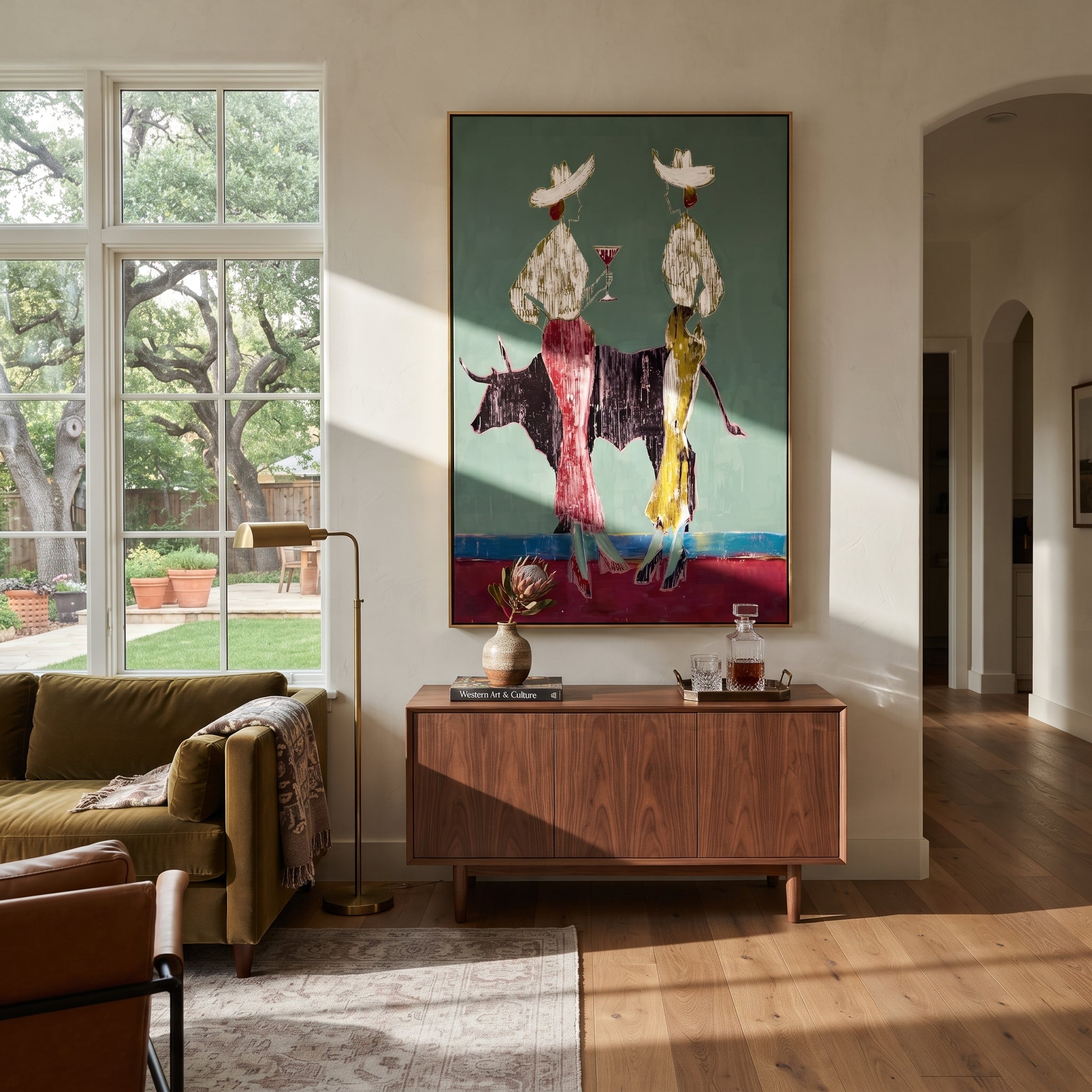 Bull Divides White Hats displayed in a collected contemporary interior