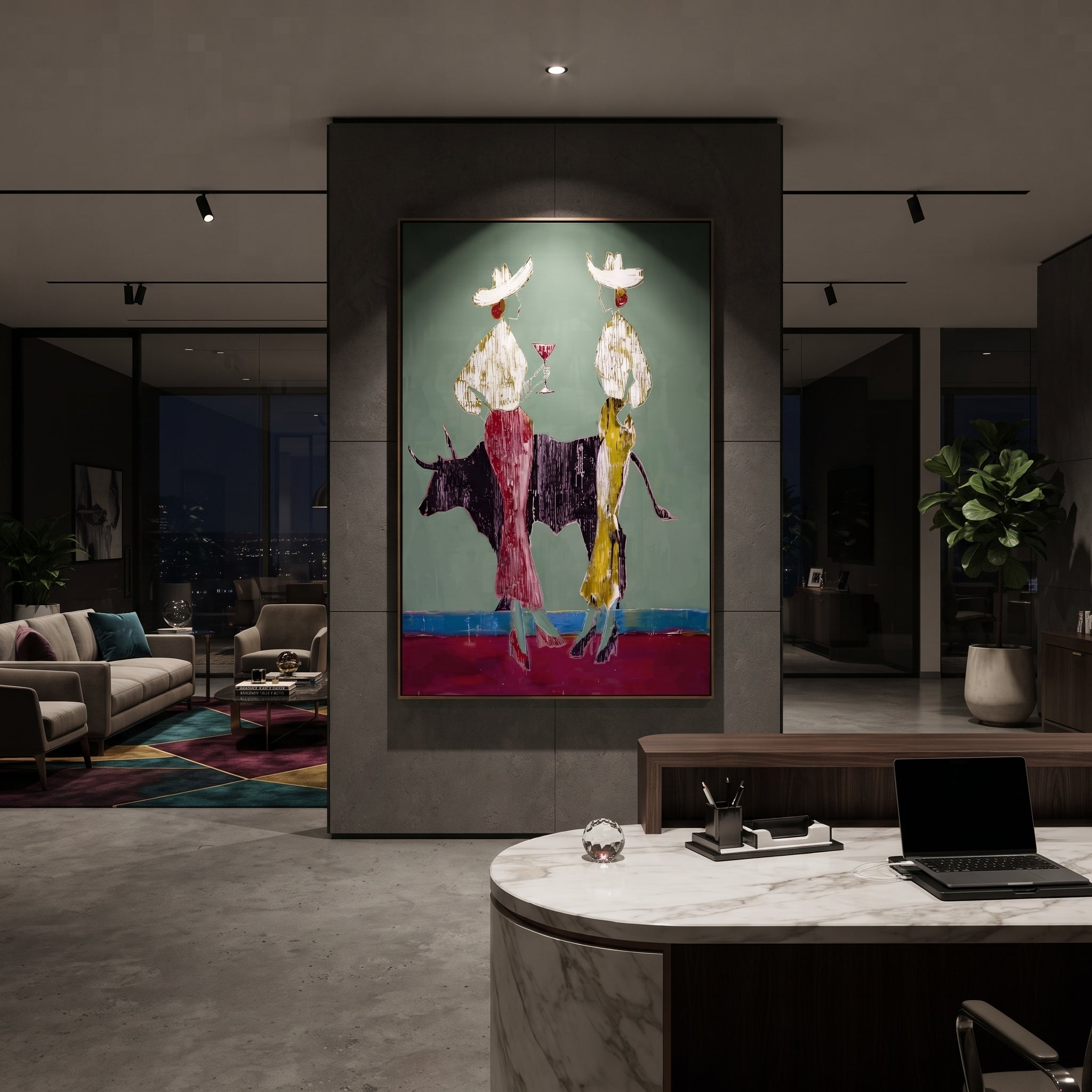 Bull Divides White Hats styled with wood, linen, and modern decor
