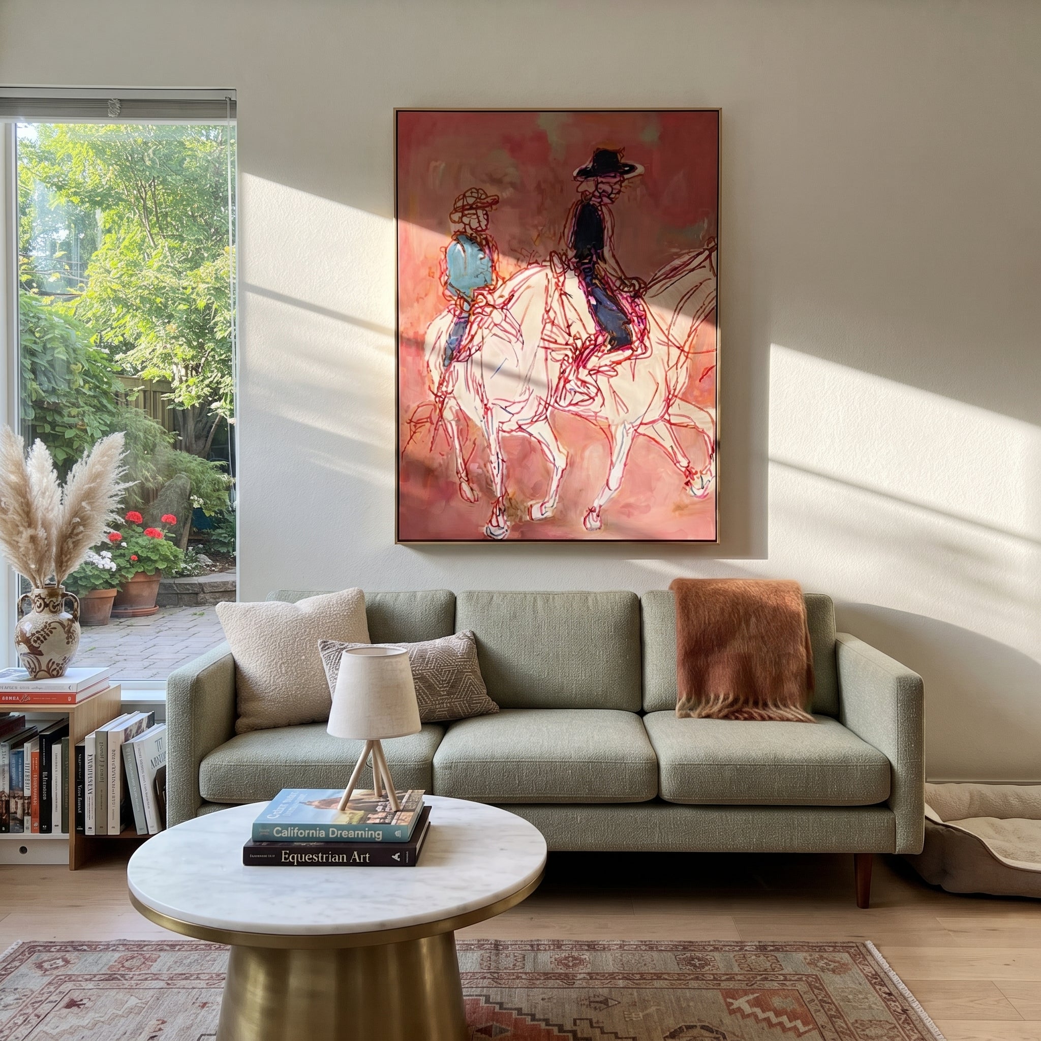 Rose Lines Carry Riders presented as a colorful interior focal point