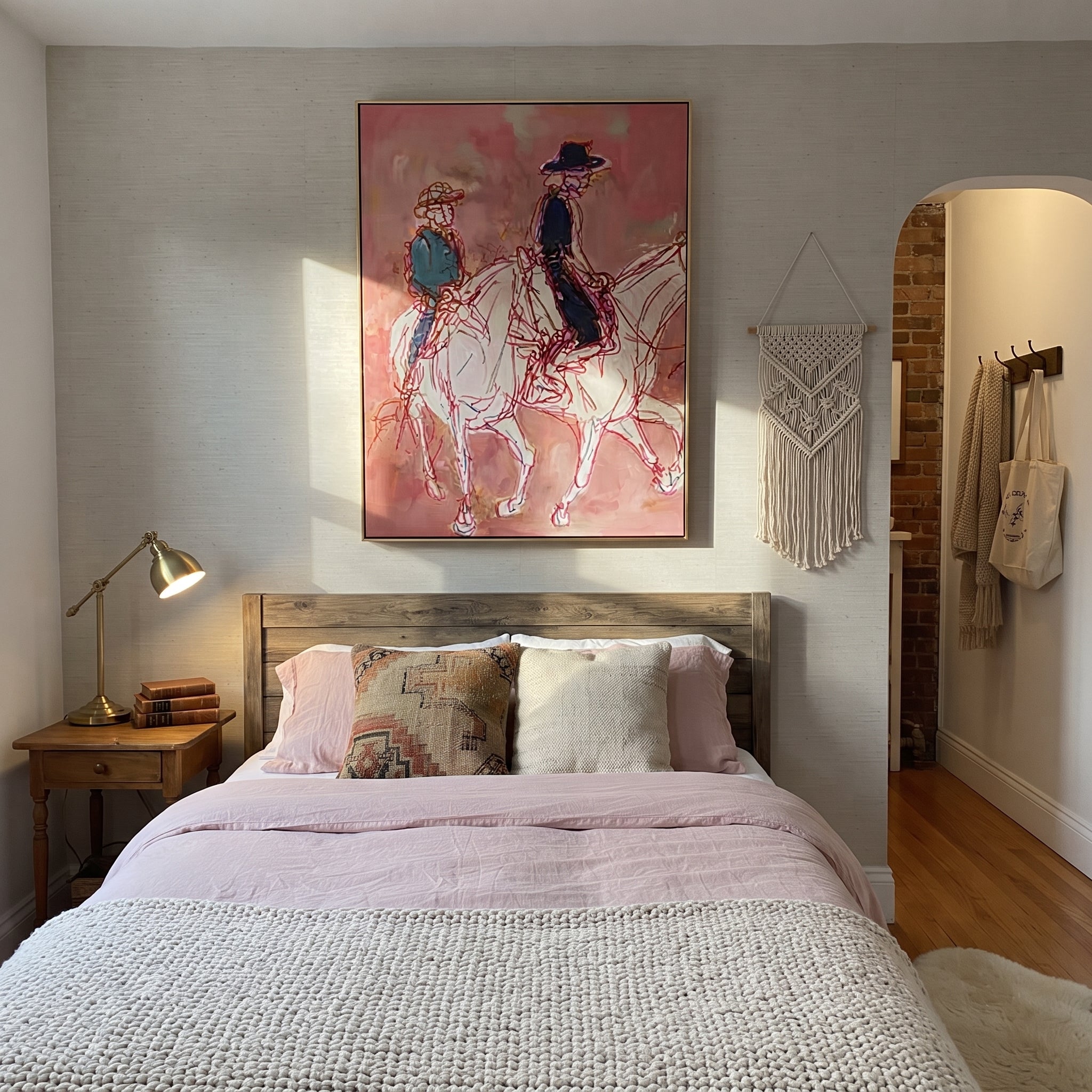 Rose Lines Carry Riders styled with wood, linen, and modern decor