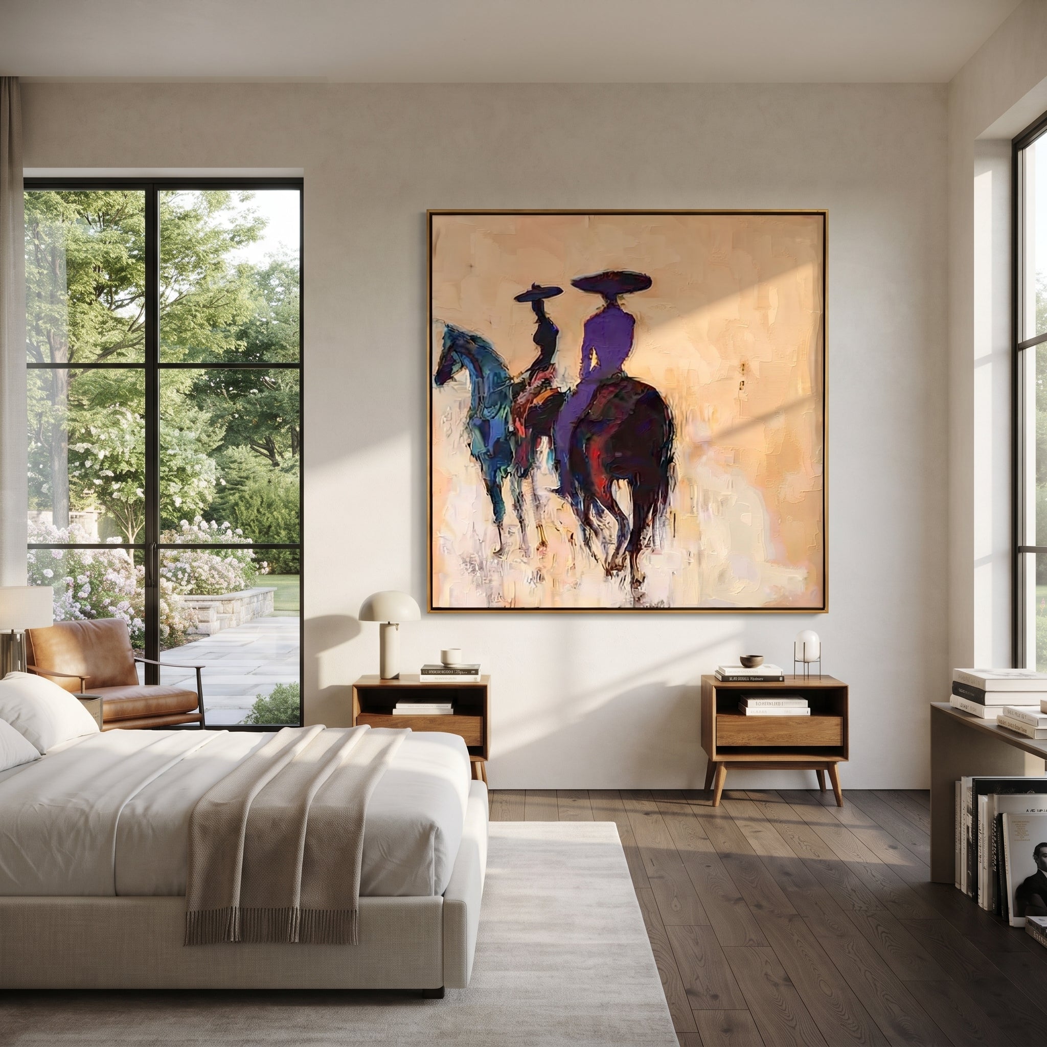 Blue Horses Leave Quietly styled with warm modern furnishings