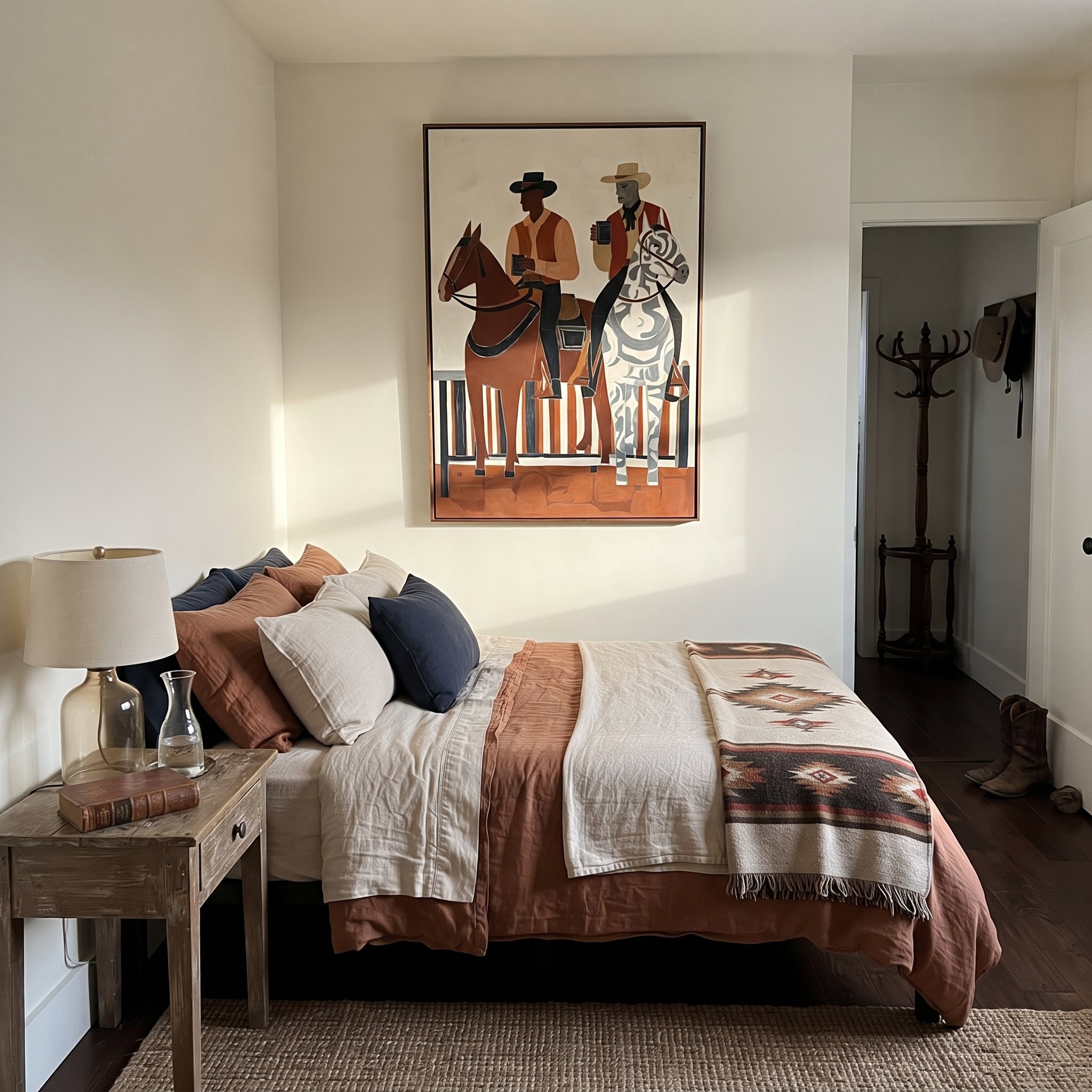 Coffee Rides Beside Stripes displayed in a layered residential setting