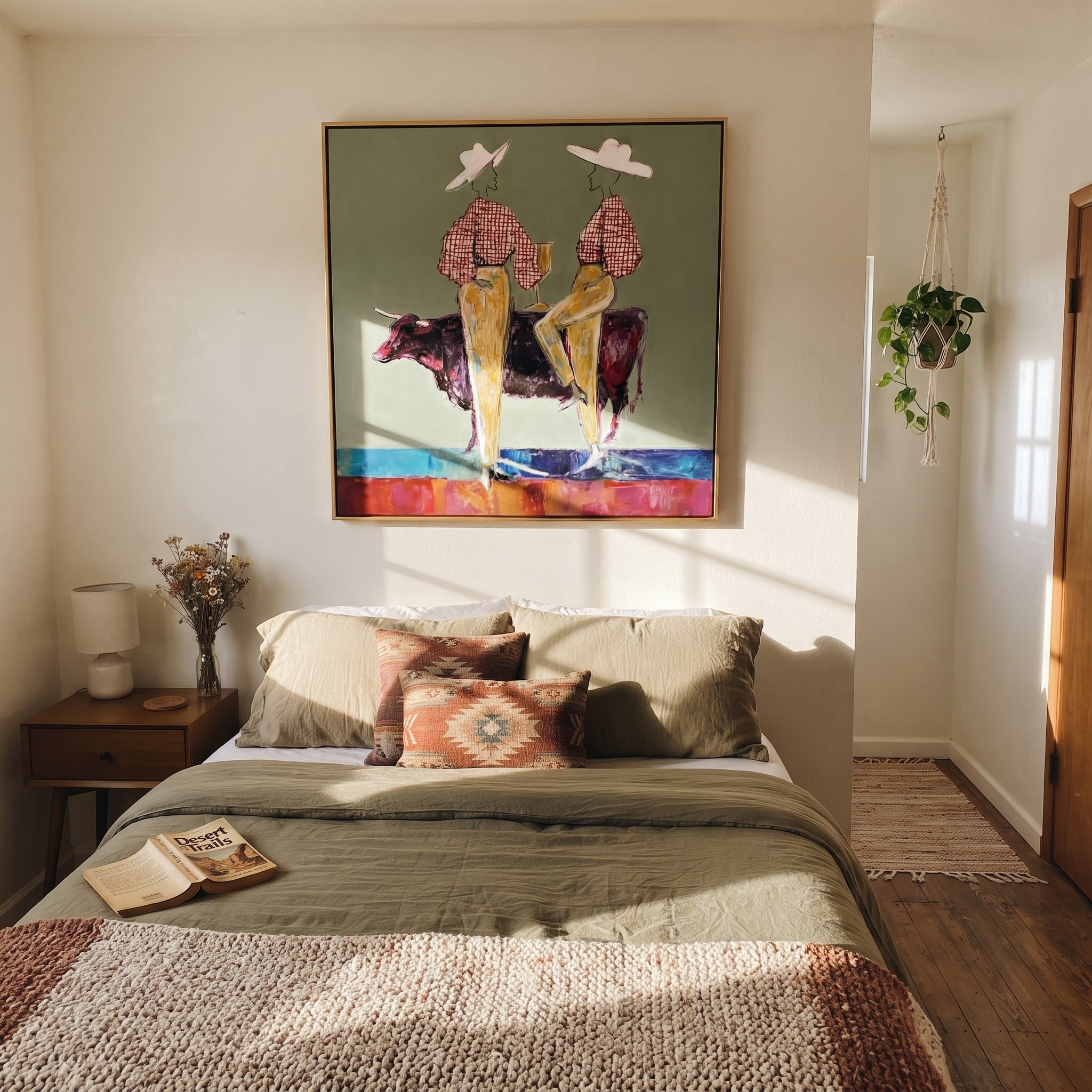 Gold Trousers Frame Bull displayed in a layered residential setting