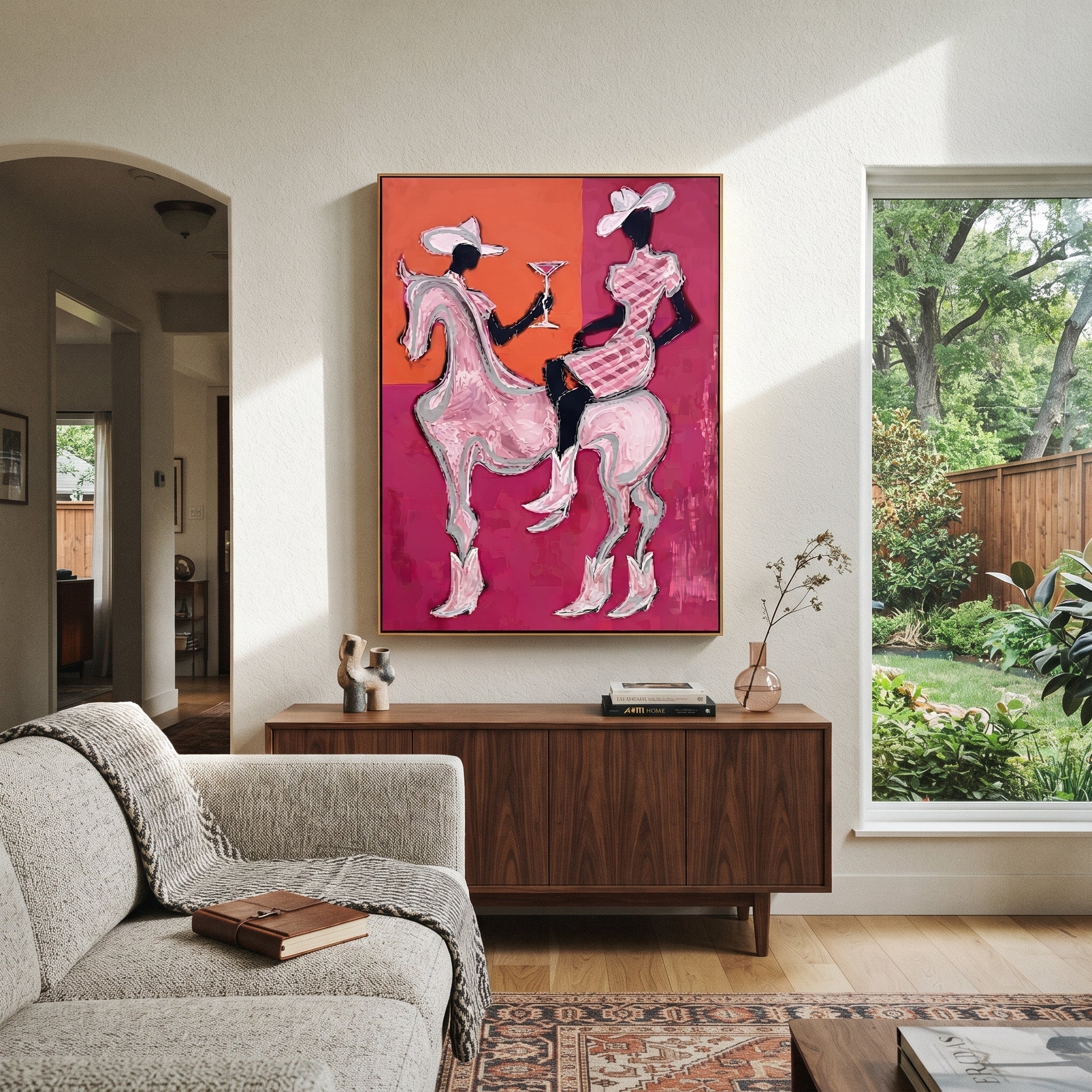 Pink Riders Exchange Toast displayed in a collected contemporary interior
