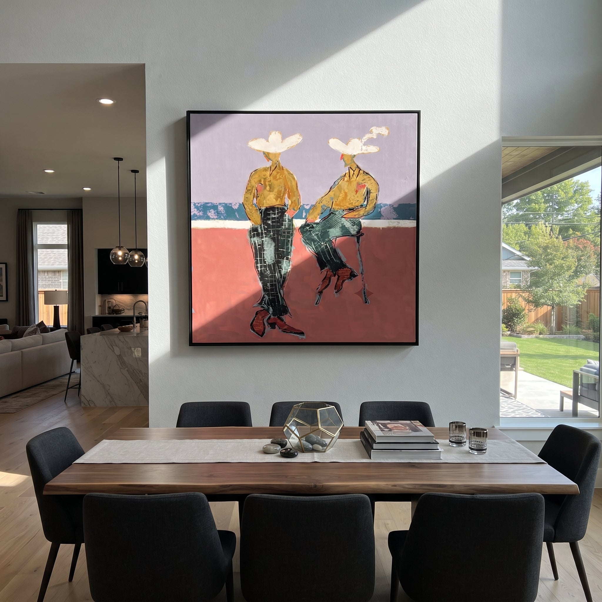 Gold Shirts Hold Horizon presented as a colorful interior focal point