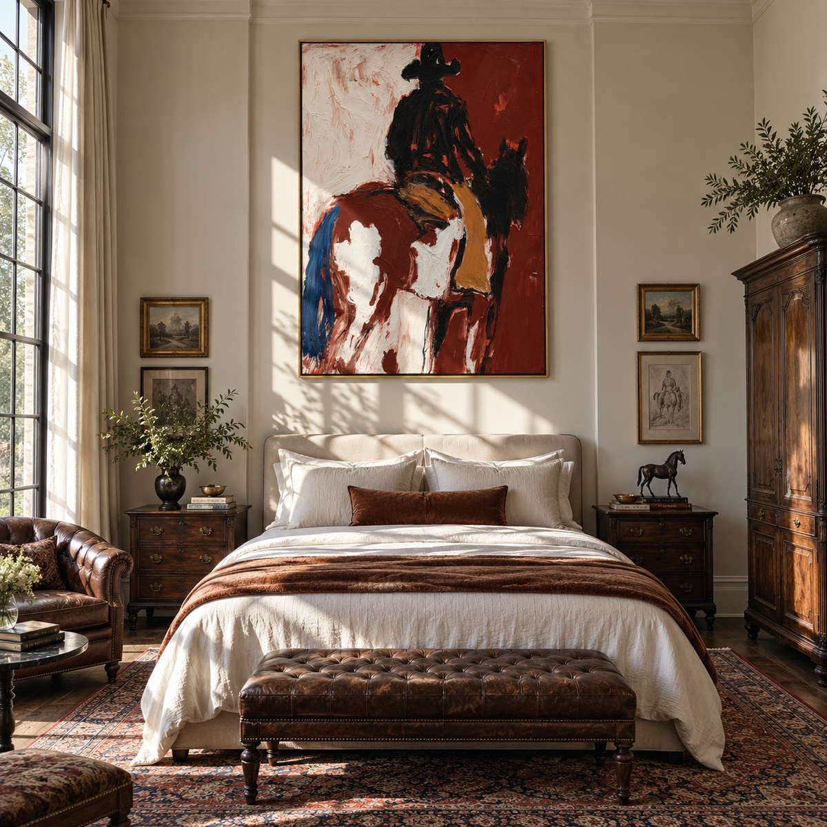 Rust Rider Turns Home styled in a quiet reading nook with neutral furnishings