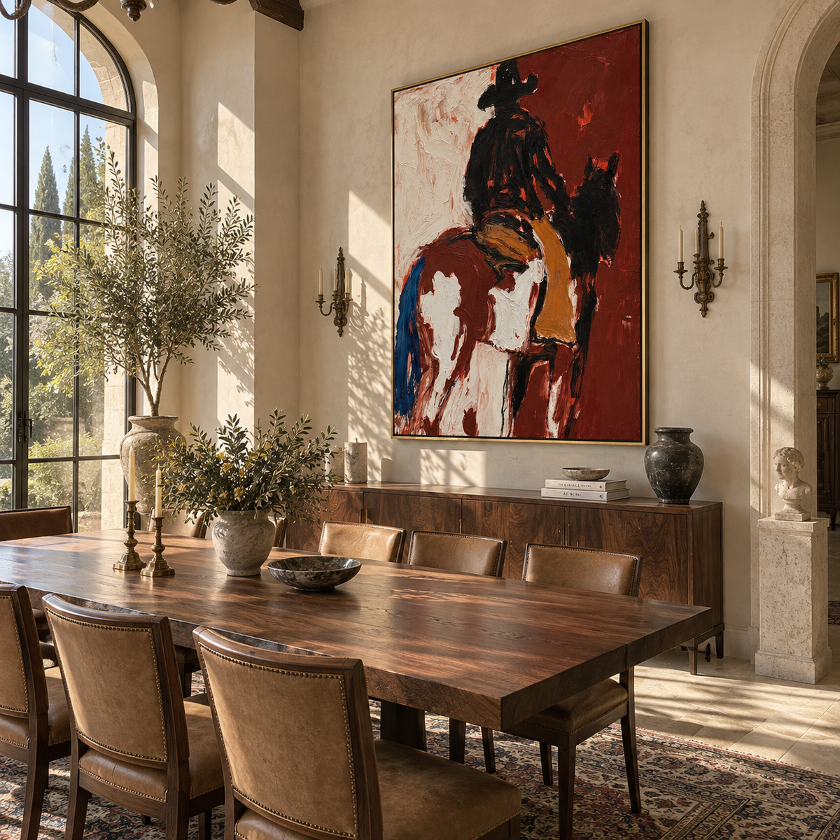 Rust Rider Turns Home displayed in a dining room with coordinated modern decor