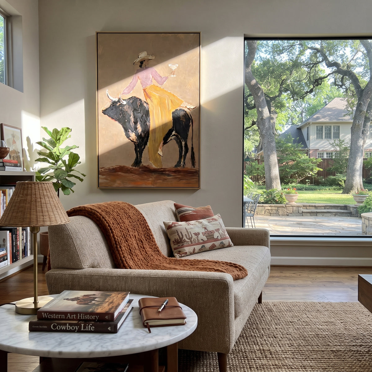 Coupe Raised Over Bull displayed with natural materials and modern decor