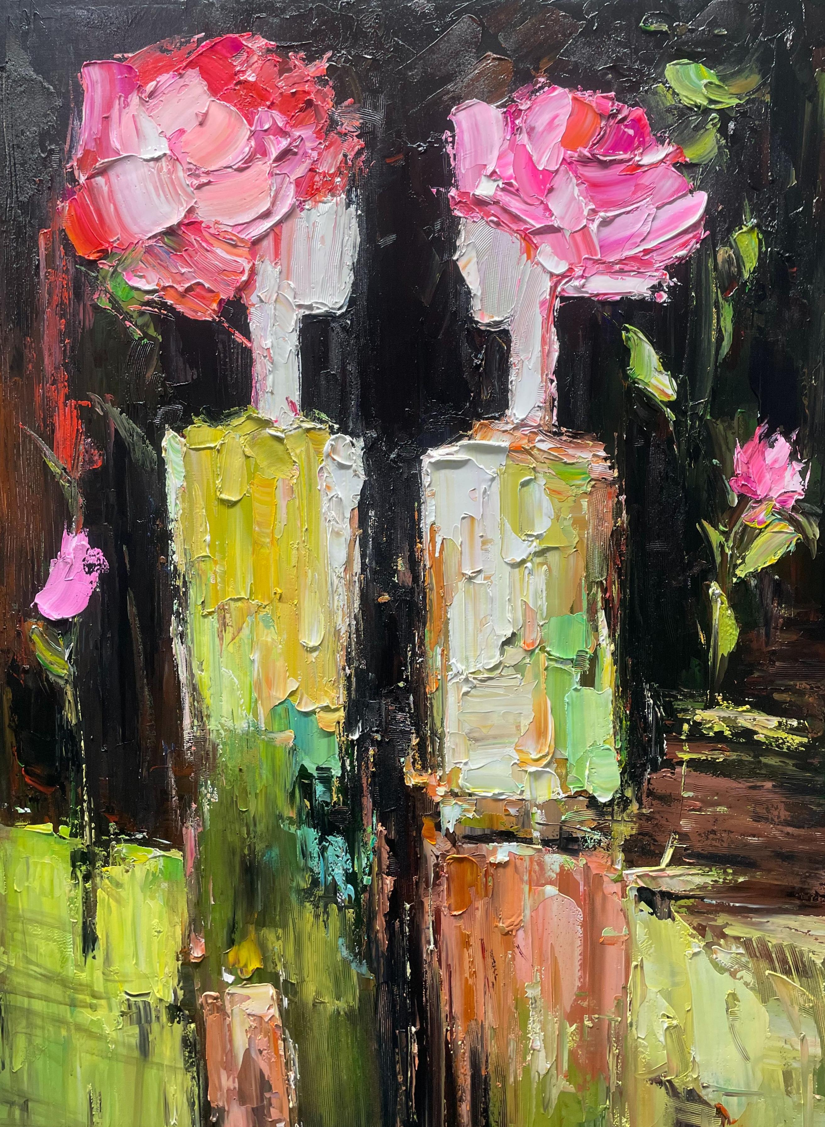 Blooming Muse – Modern Impasto Floral Figurative Painting | Abstract Living Room Art
